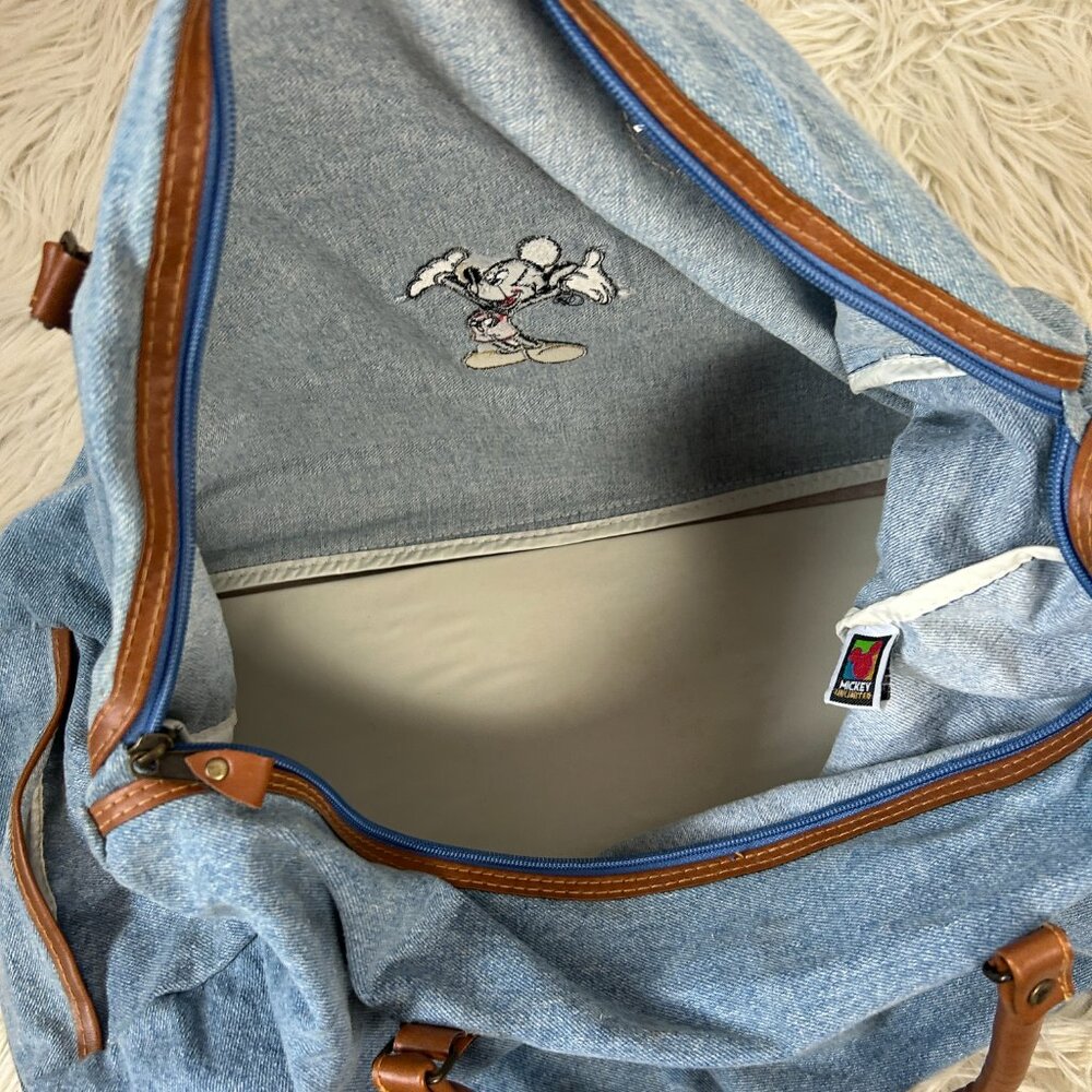 Vintage Mickey Mouse Denim Duffle Travel Gym Bag - Picture 5 of 7